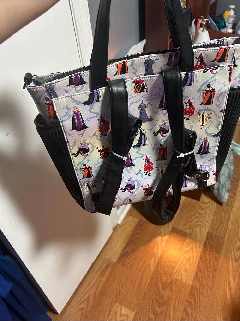 Black and White Villain Print Tote Bag